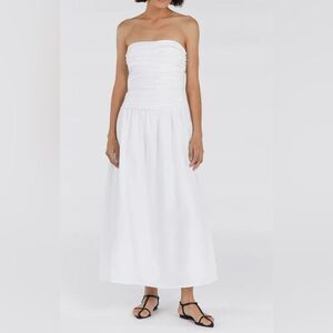 Dissh Catania Linen Strapless Dress White Size US 8 NWT